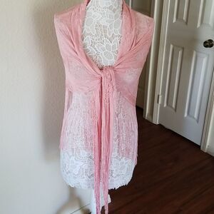 Fringe Boho Hippie Grannycore Silky Witchy Wrap  